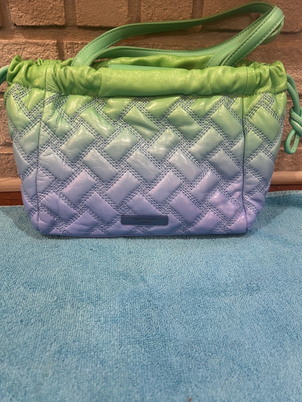 (NWT) Kurt Geiger Green to Lavender Ombre Quilted Shoulder Bag